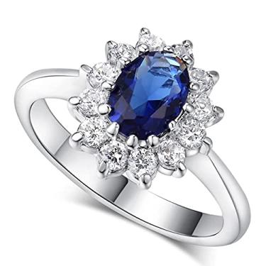 Imagem de Anel de prata joia de cristal azul para mulheres, 7.25, Zircônia cúbica