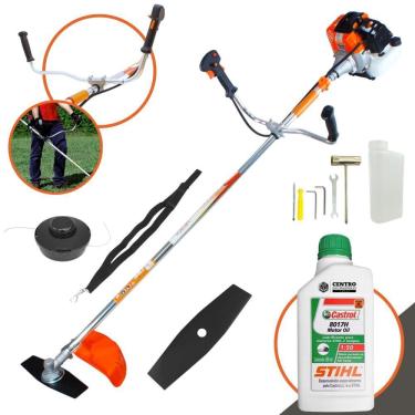 Imagem de Aparador de Grama de Grama Lateral Vulcan VR430S Á Gasolina 2 Tempos 43cc 1,7hp Roçadeira de Alta Potência e Performance + ÓLEO STIHL