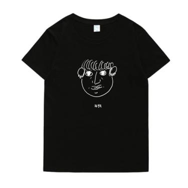Imagem de Camiseta JIN Su-ga V Jimin Jungkook J-Hope RAPMONSTER estampada moderna para fãs algodão gola redonda manga curta, JK preto, G