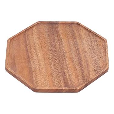 Imagem de Prato de chá, madeira, proteção ambiental, uniforme, textura inodora, bandeja de servir para cozinha doméstica (25 x 25 x 2 cm)