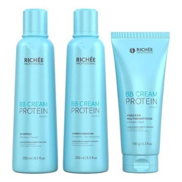 Imagem de Shampoo Condicionador E Máscara Bb Cream Protein 3X650ml - Richee
