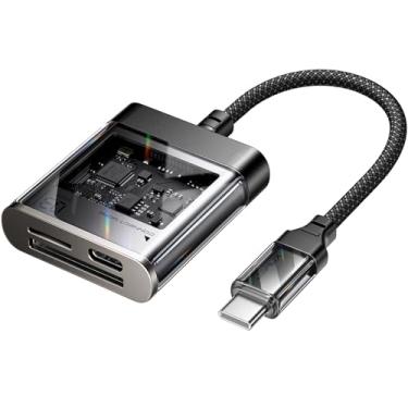Imagem de Leitor de cartão SD USB C 3 em 1, leitor de cartão de memória micro SD JSAUX USB 3.0 de 2 TB com porta de carregamento tipo C, compatível com iPhone 16/16 Plus/16 Pro/16 Pro Max, Android, MacBook
