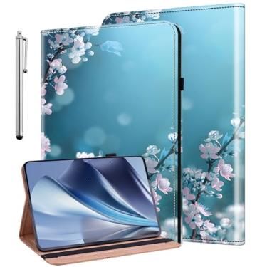 Imagem de KEFBWAO Capa para Samsung Galaxy Tab S10+ 2024/S9+ 2023/S7 FE 2021 12,4 polegadas, suporte Stylus carteira flip de couro à prova de choque para Galaxy Tab S10 Plus 12,4, flor de ameixa