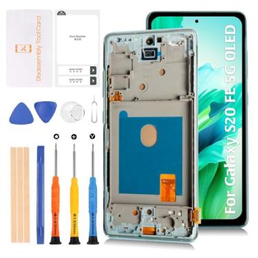 Imagem de Olivechard Tela LCD OLED S20 FE 4G G780/5G G781 + Moldura Cloud Mint para Samsung Galaxy S20 FE 4/5G 16.4 cm Tela LCD Substituição Touch Digitalizador Kit de montagem sm-g781b/u/u1/w/n/v sm-g780f/g