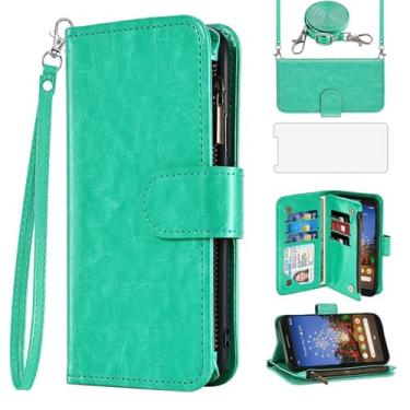 Imagem de Asuwish Capa de celular para Google Pixel 3a XL carteira com protetor de tela, alça transversal, fecho de correr, porta-cartões de crédito, compartimento de TPU (poliuretano termoplástico), suporte