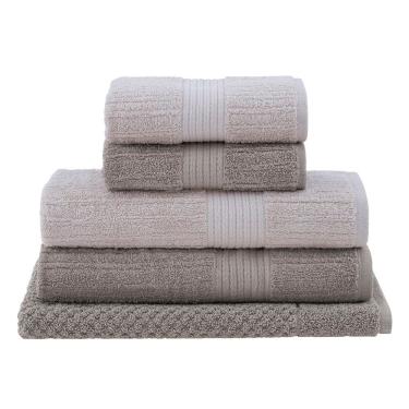 Imagem de Jogo Toalhas Banho Buddemeyer 5p Fio Penteado Bege 0123