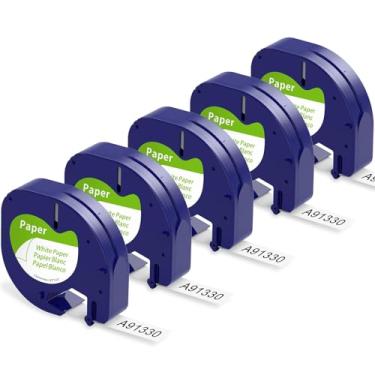 Imagem de Aonomi Substituição de fita branca de papel para refil DYMO Label Maker 91330, compatível com refis Dymo Letratag 1/5.1 cm x 13' para Dymo 200B LT 100H 100T Plus Labeler, pacote com 5