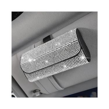 Imagem de Osilly Suporte de óculos de sol para carro Bling para viseira de sol, organizador de clipe automotivo de couro brilhante com fecho magnético oculto para homens e mulheres, universal para SUV Truck Van