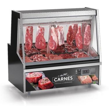 Imagem de Balcão Frigorífico Premium Turino Sem Depósito Gatp150a Gelopar Expositor De Carnes Preto 220v
