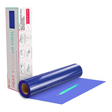 Imagem de HTVRONT Rolos de vinil HTV de vinil azul de transferência de calor – Vinil HTV azul de 30,5 cm x 6 m para camisas, vinil de ferro em vinil para todas as máquinas de cortar – fácil