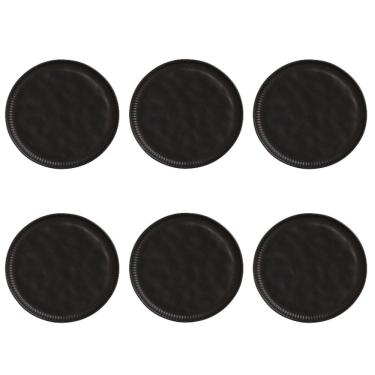 Imagem de Conjunto de Pratos Rasos 06 Peças Linhas Preto Matte Porto Brasil