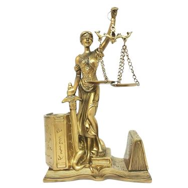 Imagem de Estátua Dama Da Justiça Thêmis Resina Porta Caneta e Cartão Dourado