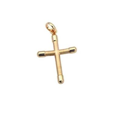 Imagem de Pingente  banhado ouro 3x 24k 18k e 22k unissex cruz acetinada rommane