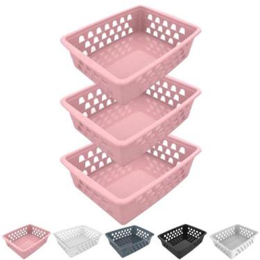 Imagem de Kit 3 Cesto Organizador Multiuso Decorativo Grande 25x20 cm - Uninjet,