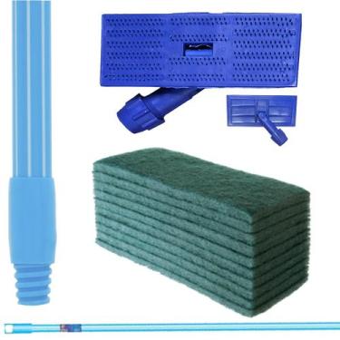Imagem de Kit SUPORTE LT Limpa Tudo + 10 Fibras Geral / Multiuso VERDE + CABO DE