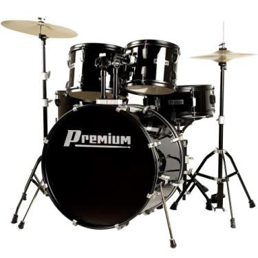 Imagem de Bateria Premium Acústica DX722 Bk Preto Bumbo 22 Completa