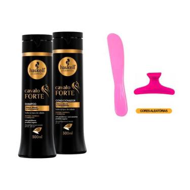 Imagem de Kit Haskell Cavalo Forte Shp/Cond 300ml + Espátula/Presilha