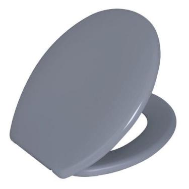 Imagem de Assento Sanitário Tampa De Vaso Oval Plástico Astra Soft, cinza 1