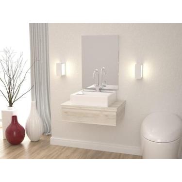 Imagem de Bancada Metrópole 601w 60cm C/cuba Q39 e Espelheira - Compace, Snow