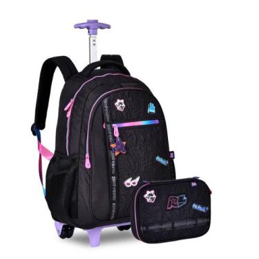 Imagem de Kit Mochila Rodas Youtuber Rafa e Luiz Estojo Box 36 Lápis, Preto