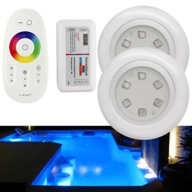 Imagem de 2 Luminárias Lâmpadas Luz Led RGB 12V De Piscina 9W Com (Módulo Centra