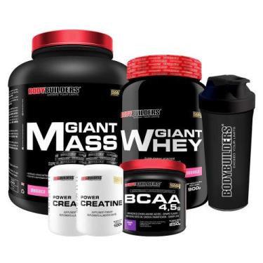 Imagem de Kit Giant Mass 3Kg+ Giant Whey 900G+ Bcaa 4.5 250G - Bodybuilders