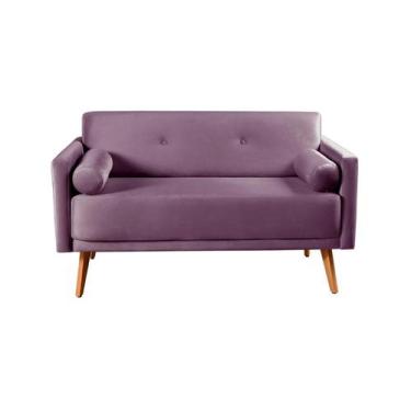 Imagem de Namoradeira Luma Sofá Living Sala Recepção - Bella Decor, Veludo Roxo 