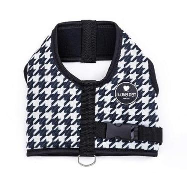 Imagem de Peitoral I Love Pet Pied de Poule P&B para Cães - Tamanho 1 1/2 - I Lo