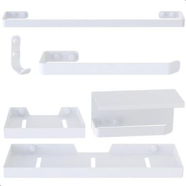 Imagem de Kit Acessórios Para Banheiro Branco 6 Peças MAX - CONTEL STORE