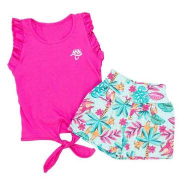 Imagem de Conjunto Verão Menina - Pink Tropical Blusa Amarradinha - Fantoni, 1, 