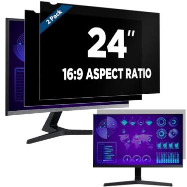 Imagem de Magicmoon Pacote com 2 filtros de tela de privacidade para computador de 61 cm, película protetora antirespião/brilho para monitor widescreen com proporção de 16:9 (largura x altura: 531 mm x 298 mm)