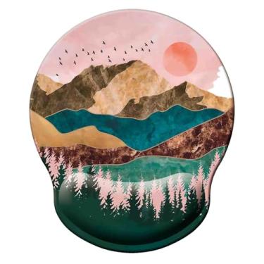 Imagem de Mouse pad com suporte de pulso, mouse pad ergonômico com almofada de descanso de pulso de espuma de memória, base de borracha antiderrapante mouse pad para jogos em casa, escritório, computador,