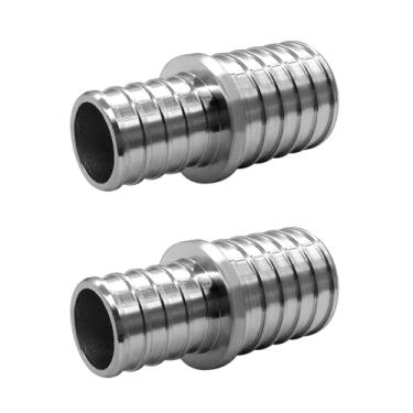Imagem de Fitvell (Pacote com 2) PEX 3/10.2 cm x 2.5 cm Acoplamento Redutor de Aço Inoxidável para Conexão de Tubulação Pex