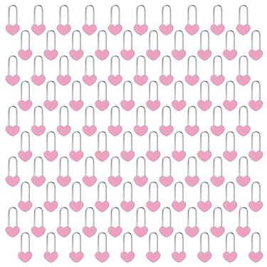 Imagem de VeYocilk 100 peças, cadeado de coração com cadeado de coração com cadeado de coração de 8,9 cm e 50 mm, rosa para namorados, casamento, dia dos namorados, aniversário, viagem (sem chave)