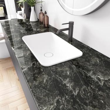 Imagem de Papel de parede de mármore preto descasque e cole papel de contato para bancadas, papel de parede moderno adesivo de vinil, à prova d'água, removível para armários de cozinha, banheiro 40 x 1,000 cm