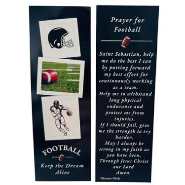 Imagem de Marcador de livro de oração de futebol a granel com cartão sagrado na parte de trás, leitura inspiradora, página de livro, marcação de material escolar para estudantes, conjunto de 5