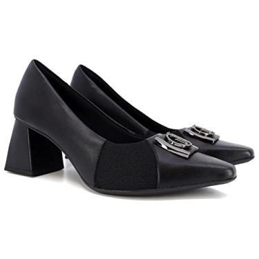 Imagem de Scarpin Couro Usaflex Joanete Enfeite Metal - Preto - 34