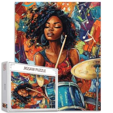 Imagem de Quebra-cabeça de 1000 peças de rock para adultos com pintura de músico negra, 1000 peças, 1000 peças, jogos, meninas, equipamentos musicais, decoração de parede, artesanato, faça você mesmo, arte de