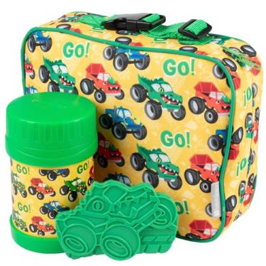 Imagem de Conjunto de lancheira infantil (caminhão) com pacote de gelo rígido reutilizável e pote de comida com isolamento duplo para bebidas ou sopas - Kits perfeitos para lancheira para meninos e meninas de volta às aulas, mantém a comida quente ou fria por mais tempo