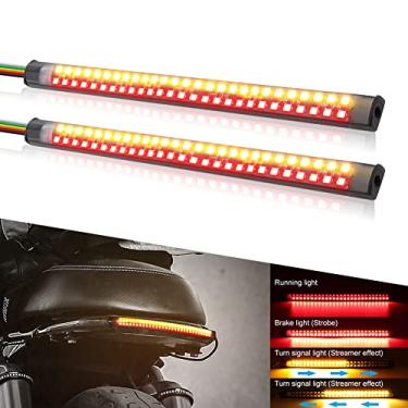 Imagem de Vooda Tiras de luz traseira de LED para motocicleta, LEDs de duas cores de 19 cm, luz de seta Lihgt, multifunções à prova d'água, tiras de LED flexíveis para motocicleta, quadriciclo, ect.2 unidades.
