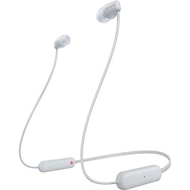 Imagem de Sony Fones de ouvido intra-auriculares WI-C100 sem fio Bluetooth com microfone embutido, branco