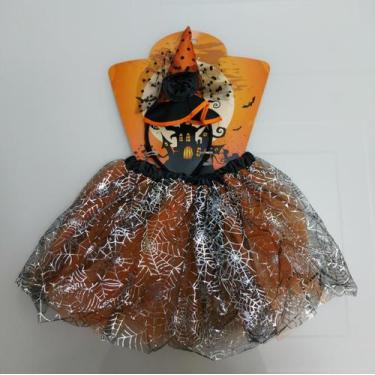 Imagem de Saia Infantil De Halloween Dia Das Bruxas Laranja + Tiara - Só Princes