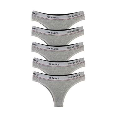 Imagem de Kit 5 Calcinhas Fio Dental Cotton Algodão Confortável com Elástico Try