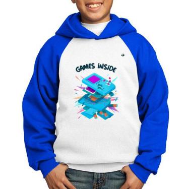 Imagem de Moletom Infantil Games Inside - Foca na Moda, Branco, Azul, 14