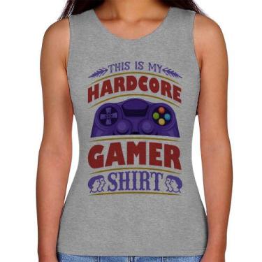 Imagem de Regata Feminina Hardcore Gamer - Foca na Moda, Cinza, G