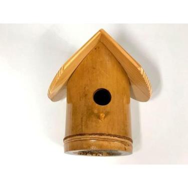 Imagem de Ninho Casa de Bambu Pequeno para Pássaros Canários Artesanato - Cia do