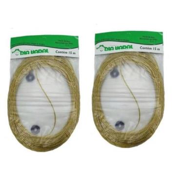 Imagem de kit 2 varal cabo de aço corda revestida forte resistente anti ferrugem