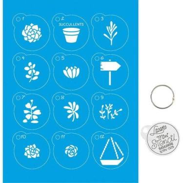 Imagem de Kit Mini Stencil Chaveiro Suculentas - STMI-005 - Litoarte