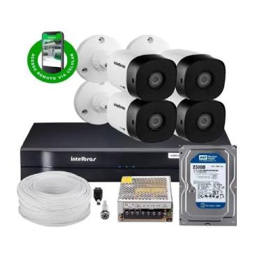 Imagem de Kit Cftv 4 Câmeras 1120B Bullet 720P Dvr 8 Canais Intelbras Mhdx + Hd