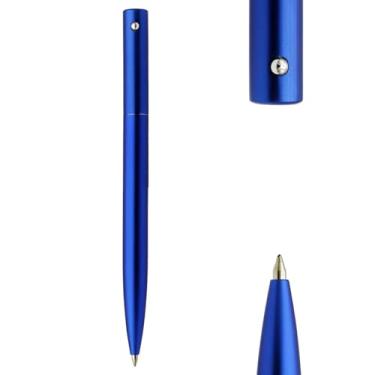 Imagem de DunBong canetas esferográficas de metal retrátil, tinta de gel preta de ponta média de 0,5 mm (azul)